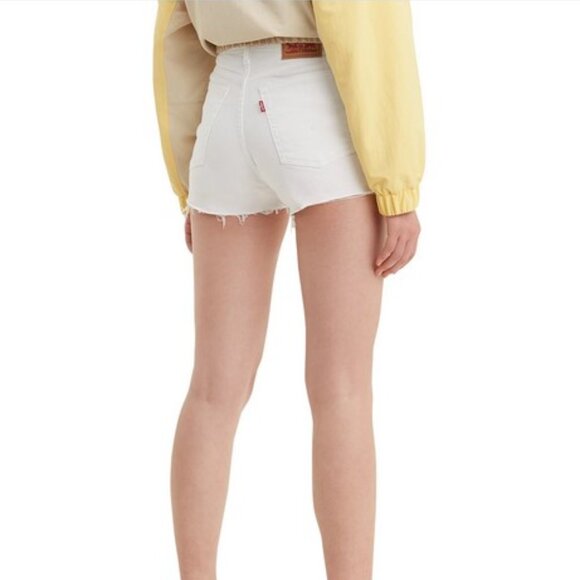NWT Levi's High Rise Distressed Denim Shorts MSRP $44.50 Salt White - Picture 2 of 3